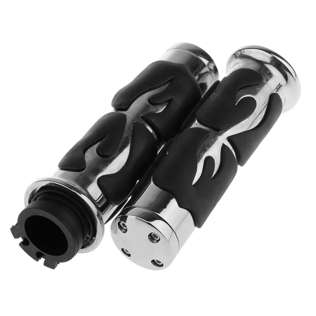 Мотоциклетные резиновые хромированные рукоятки Огонь ручные ручки для