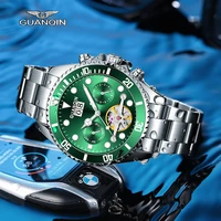 guanqin automatic tourbillon mens watch sapphire mechanical watch sports waterproof automatic mens clock relogio masculino