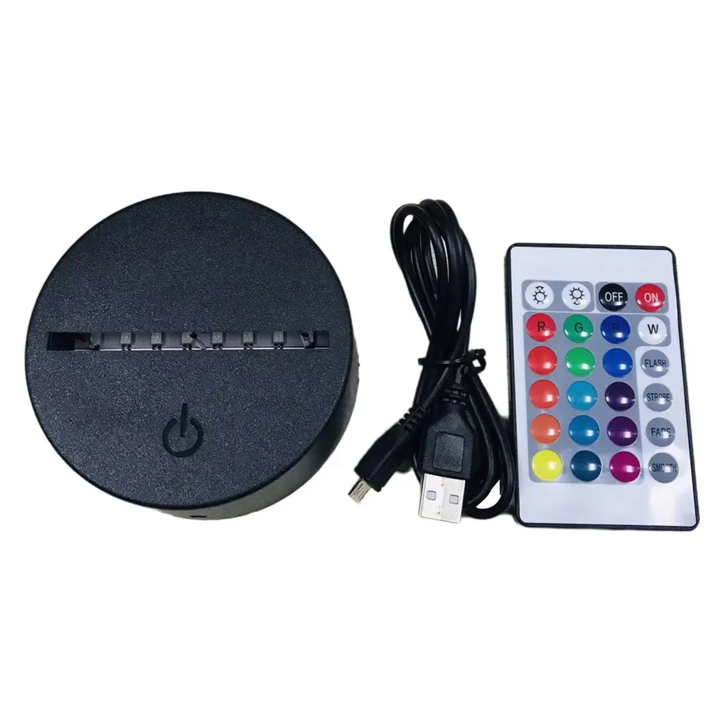

Hot Acrylic 3D LED Lamp Base Table Night Light Base LED 7 Color-Adjust USB Remote Control Lighting Accessories Bulk