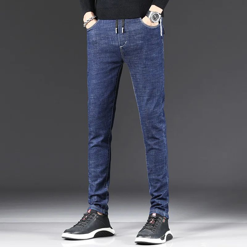 

New Autumn Tide Brand jeans for men slim fit pants classic jeans male Fashion Black Blue Trousers Straight Elasticity Pants