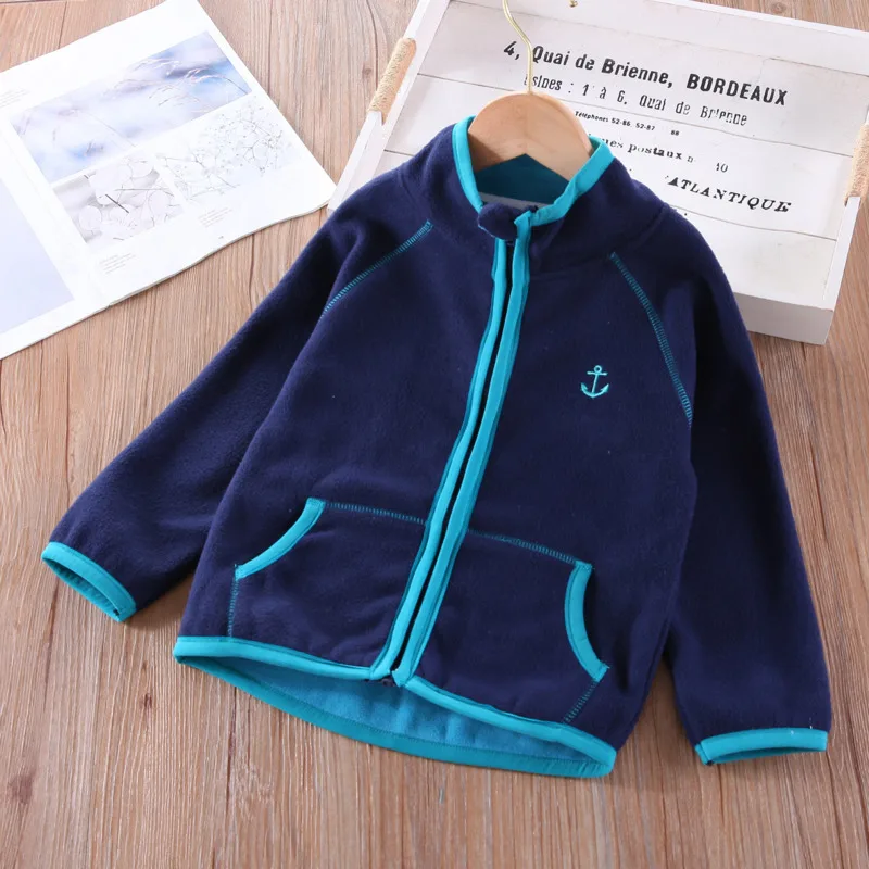 Детская флисовая куртка кораллового цвета повседневный модный кардиган на