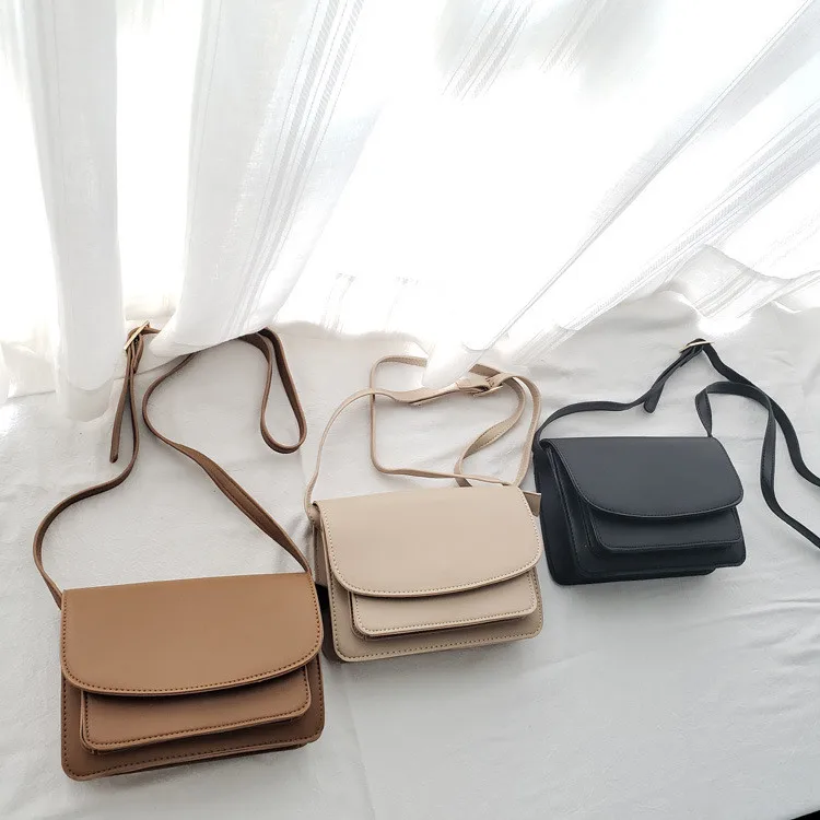 

2021 Fashion Women's Pu Leather Shoulder Bags Girls Brief Flap Casual Wild Messenger Retro Small Square Bags