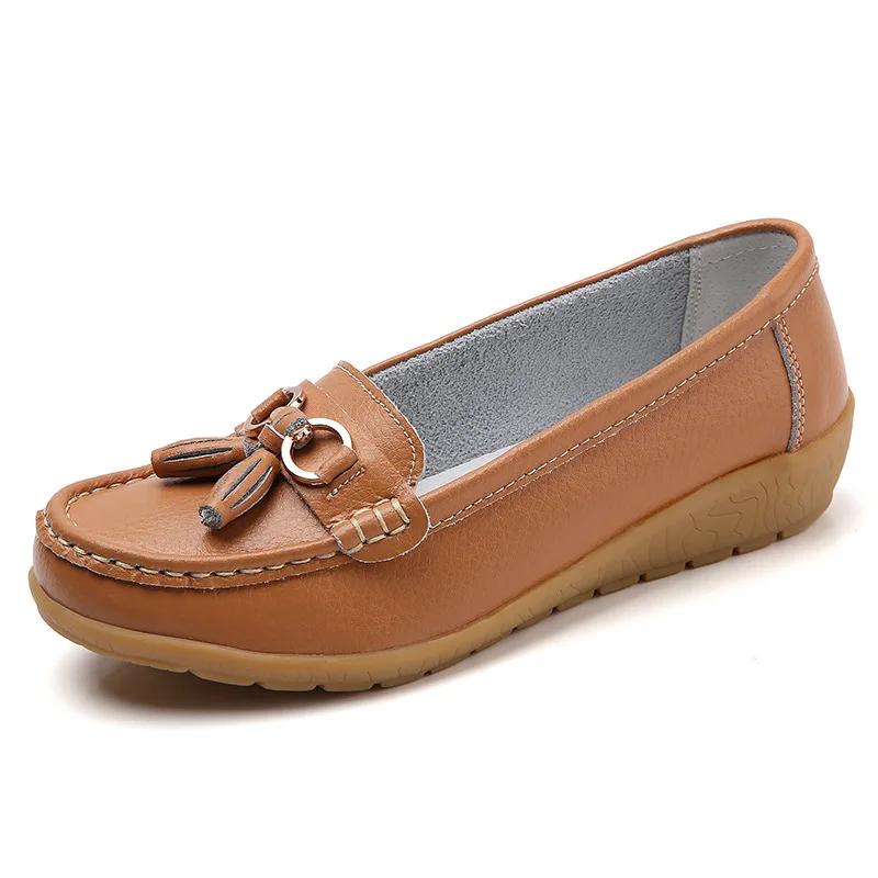 

Spring Autumn Women Genuine Leather Loafers Flats Moccasins Shoes Female Casual Ladies Black Footware Shoes