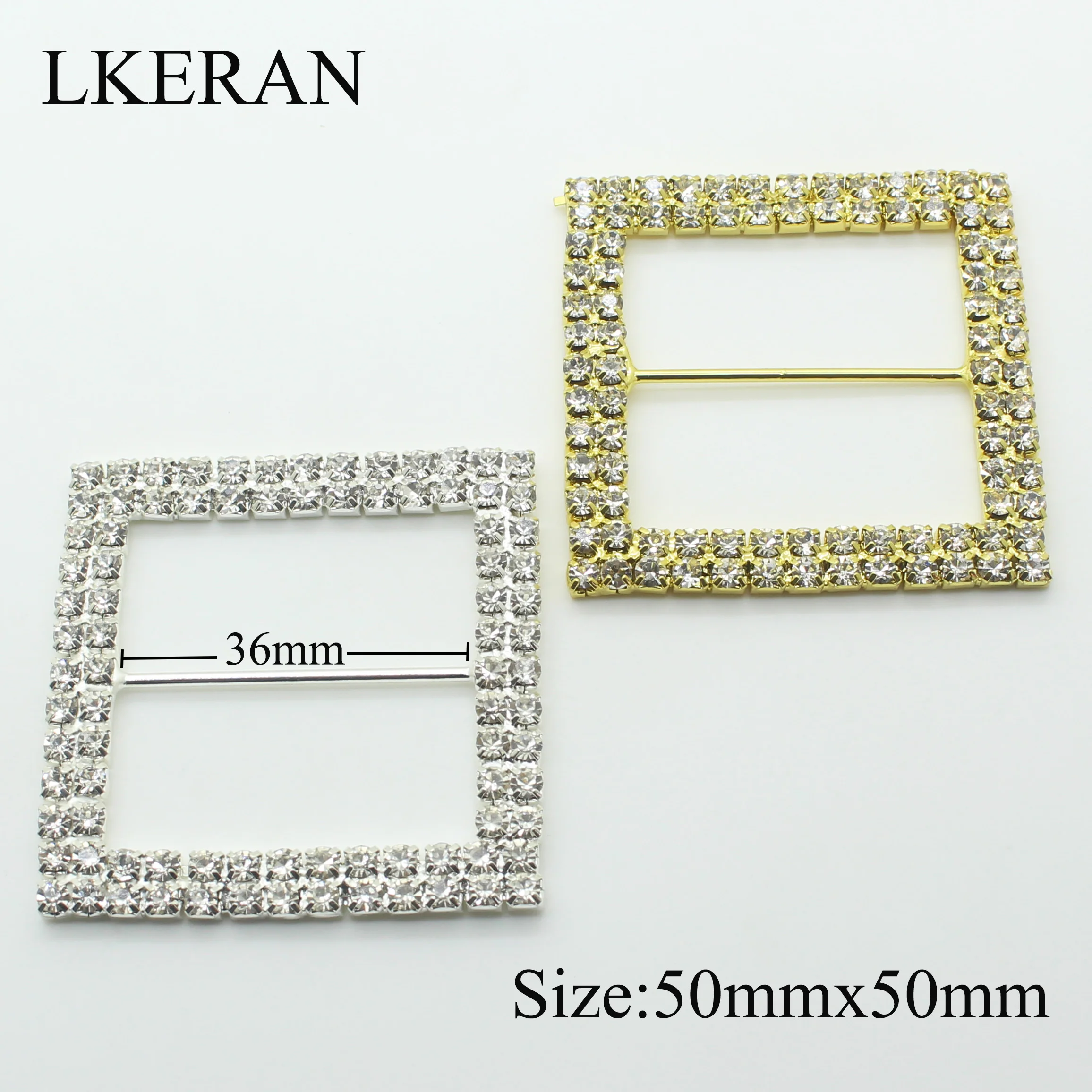 LKERAN 2 шт. двурядная квадратная 50x50 мм (внутренняя планка 36 мм) кристальная стразы