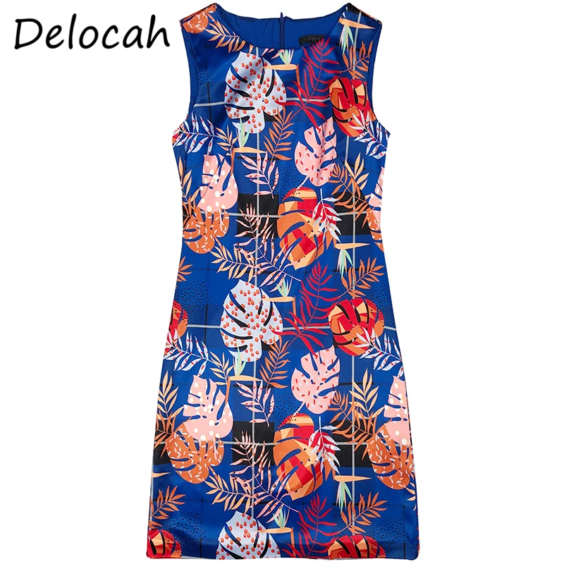 

Delocah Women Summer Fashion Designer Midi Dress Sleeveless Floral Print Elegant Bodycon Fit Ladies A-Line Dresses vestidos 2021
