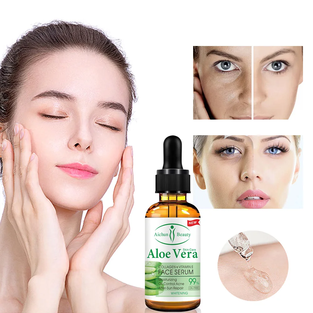 

100% Natural Aloe Vera Face Essense Nourishing Skin Firming Anti-Wrinkle Anti Acne Face Serum Whiten Brighten Skin Facial Serum