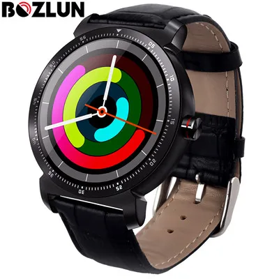 Black leather Bozlun с цветным смарт-экраном Bluetooth часы для мужчин женщин сердечного ритма сна обнаружения Спортивные часы Открытый Спорт наручные часы W32S - Цвет: Black leather