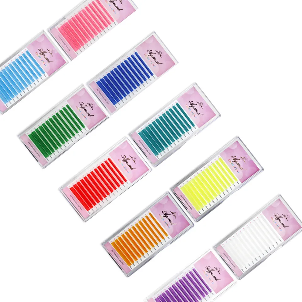 Ресницы Накладные AGUUD русский цвет фиолетовые синие зеленые красные белые