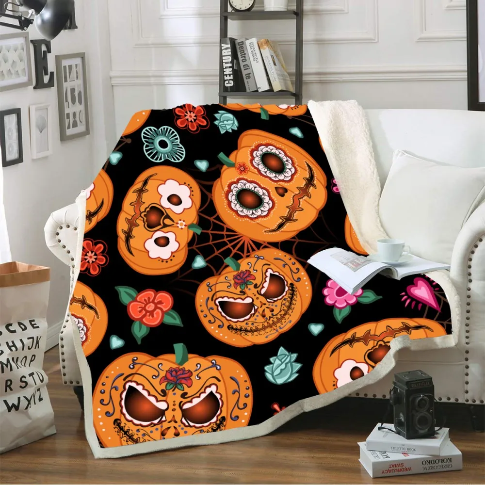 Теплое одеяло с 3D принтом на Хэллоуин мягкое Флисовое для кроватей диванов