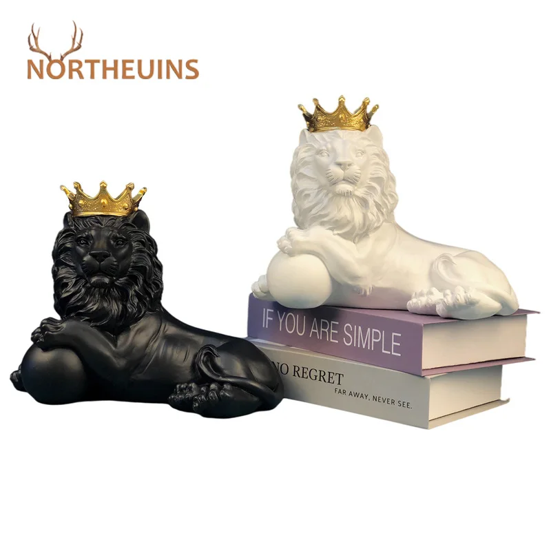 

Статуэтки NORTHEUINS из смолы в виде короля льва для интерьера, креативные статуи животных, аксессуары для украшения дома, гостиной, офиса