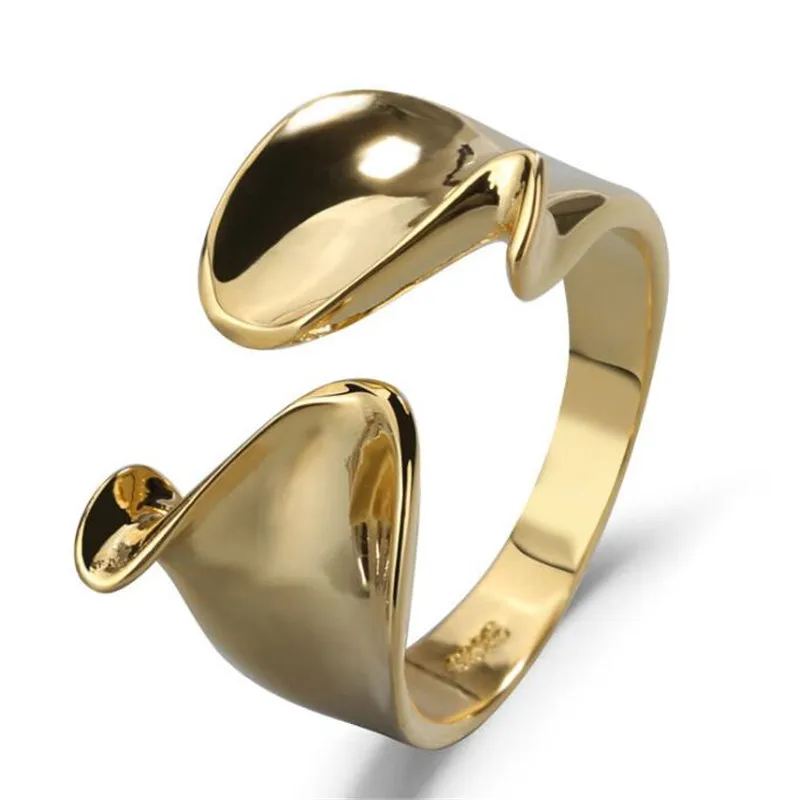 

Creative Geometric Twisted Index Finger Ring Gold And Silver Color Adjustable Size Open Ring Fashion Women's Party Accessories