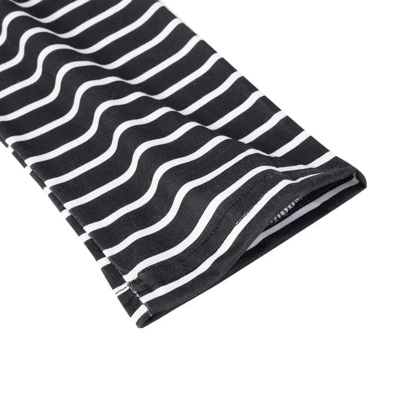 

Spring and Autumn Women's New Hot Style Casual Striped Long-Sleeved Round-neck T-Shirt Black