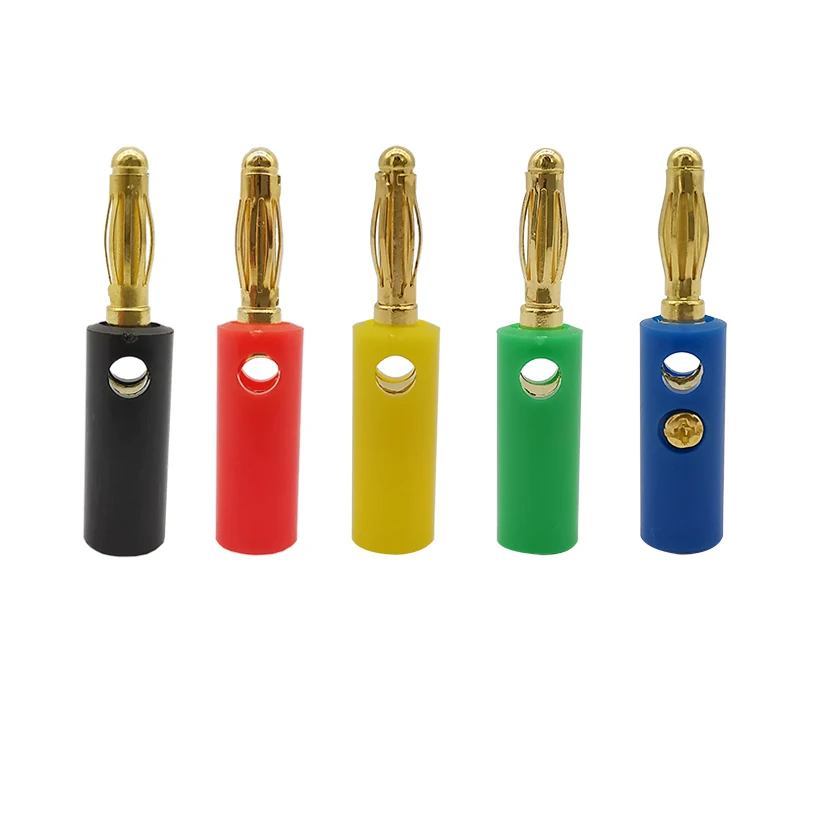 

5/10Pcs 4mm Screw Audio Speaker Plug Gold Plated Banana Connector Red Black Green Blue Yellow