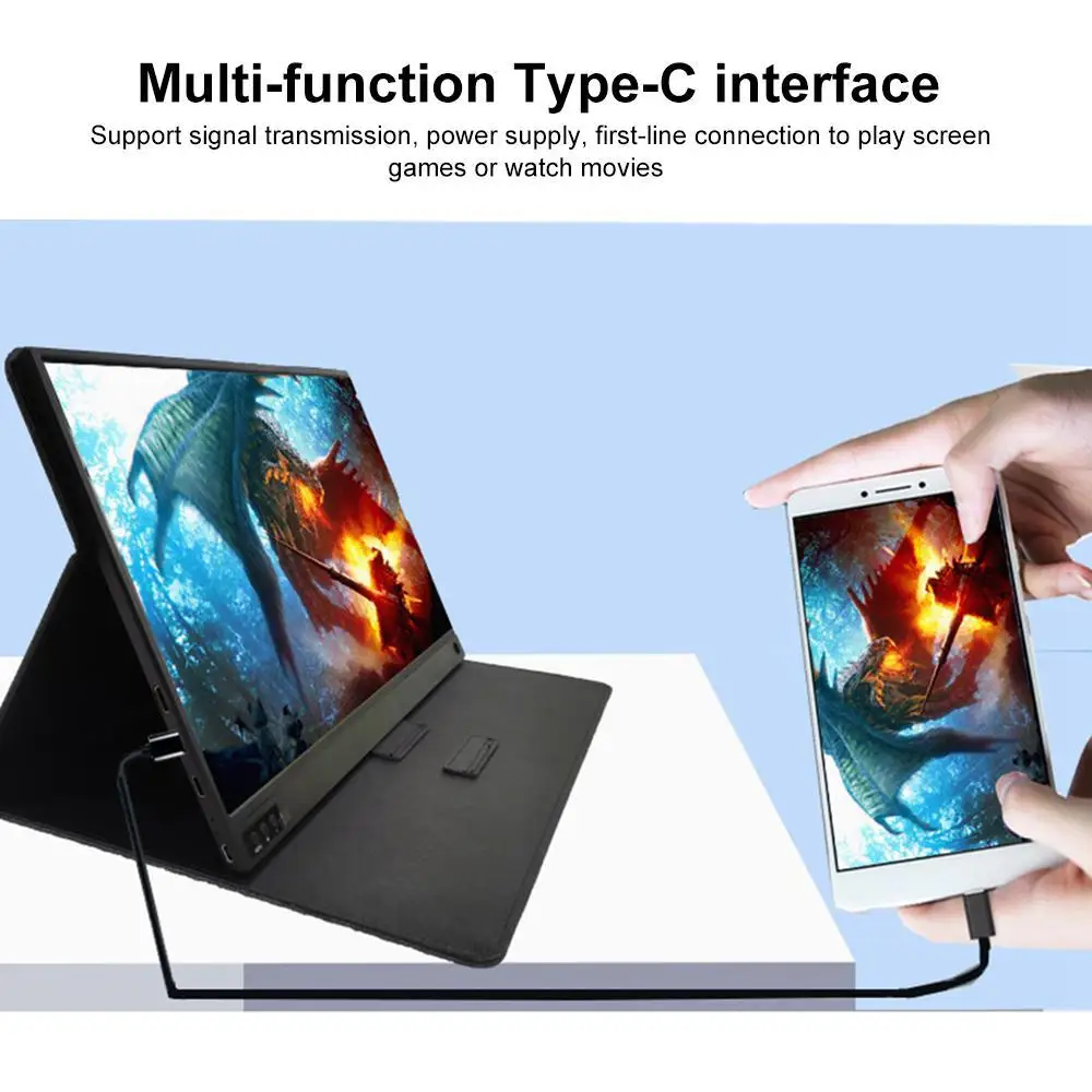 Игровой монитор с сенсорным экраном 15 6 дюйма 1080P FHD IPS компьютер со светодиодным и