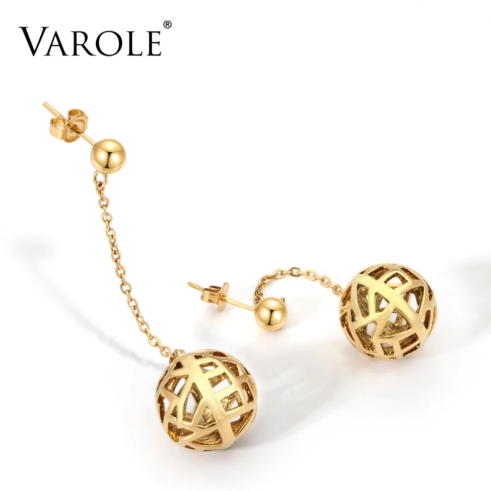 VAROLE полые металлические шарики висячие серьги золотого цвета Висячие для женщин