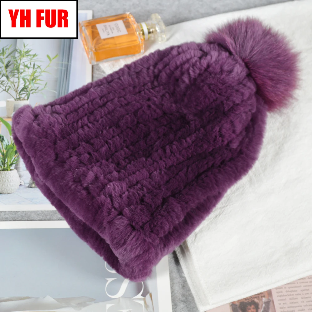 2020 Зимний Русский натуральный шапка из меха кролика Рекс женские на резинке