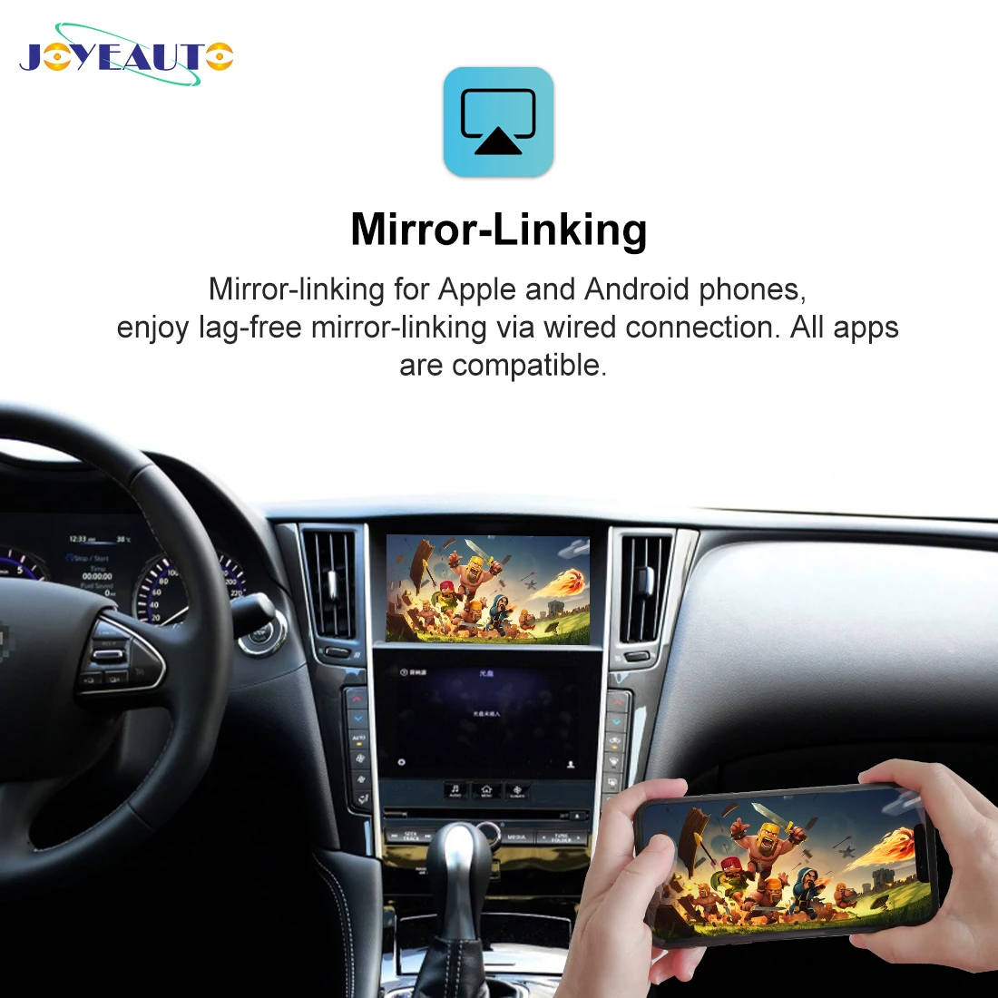 저렴한 JoyeAuto 자동차 놀이 인피니티 Q50 QX50 Q60 Q50L 2015 2016 2017 2018 2019 안드로이드 자동 모듈 무선 애플 Carplay 라디오 미러 링크 카메라 액세서리  TV AutoRadio Adapter