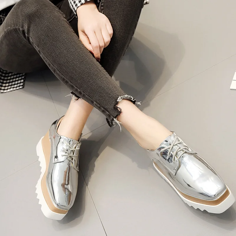 Женские туфли на танкетке LEOPARD LAND весенние толстой подошве с ремнем лоферы в