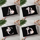 Цветы принт с буквами буквы сумки-косметички в Для женщин косметический чехол смешной макияж мешок Harajuku молния кошелек экологический холст дорожные сумки