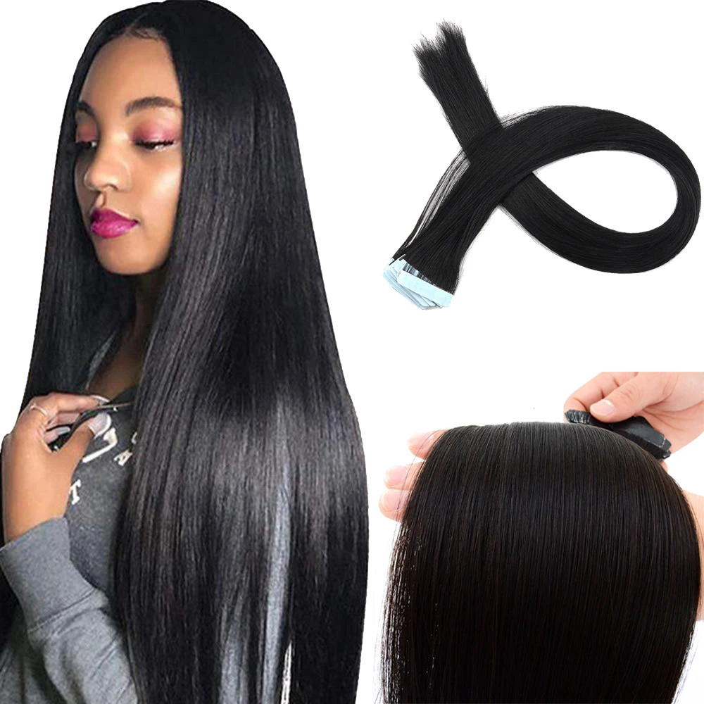 Dansama Synthetic Straight Tape In Hair Extension Pure Color Double Sided Adhesive 22 Inch 40 Pcs/pack | Шиньоны и парики