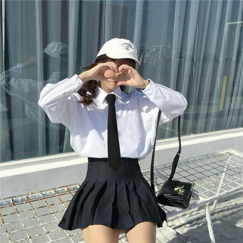 

XS-5XL New Spring Preppy Style Blouse Casual Long Sleeve White Shirt Women Loose Jk Uniform Turn-down Collar Blouses Shirts Tops