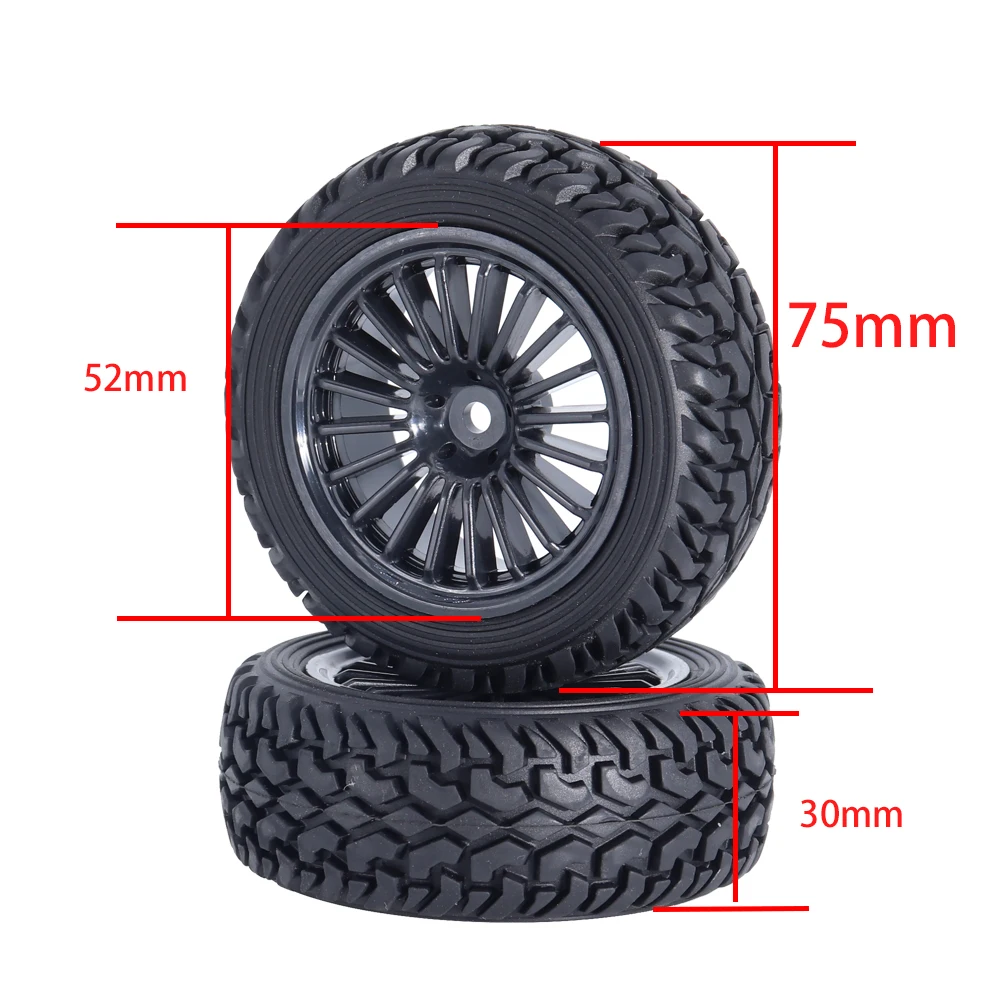 

4PCS 1:10 Rally RC Car 75mm Tires Off-road Tyre Hex 12mm For 1/10 HPI HSP Kyosho RC4WD Traxxas TRX4 TRX-4 Tamiya On Road Car