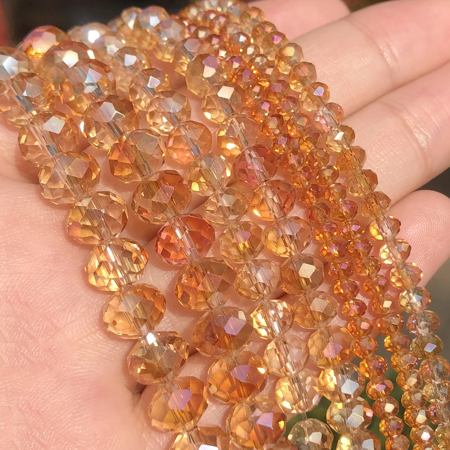 

Faceted Orange AB Multicolor Austrian Rondelle Crystal Glass Loose Spacer Beads For Jewelry Making Charm Diy Bracelet 4/6/8/10MM