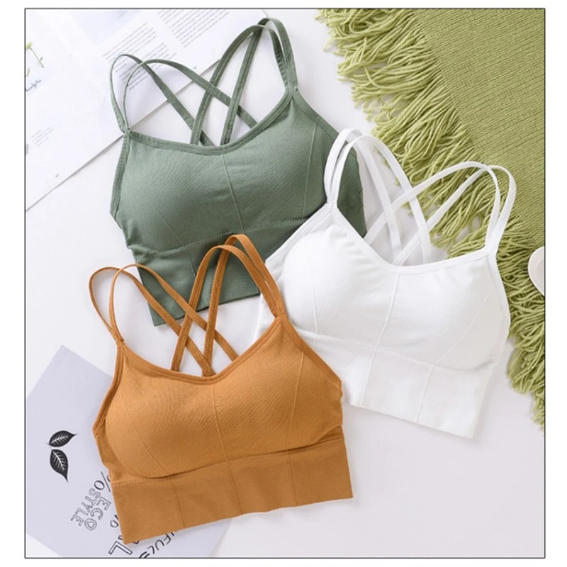 Beauty Back Sports Bra Women Padded Top Vest Tops Shock-Proof Gathering High-Intensity Yoga Cotton Underwear Fitness | Спорт и