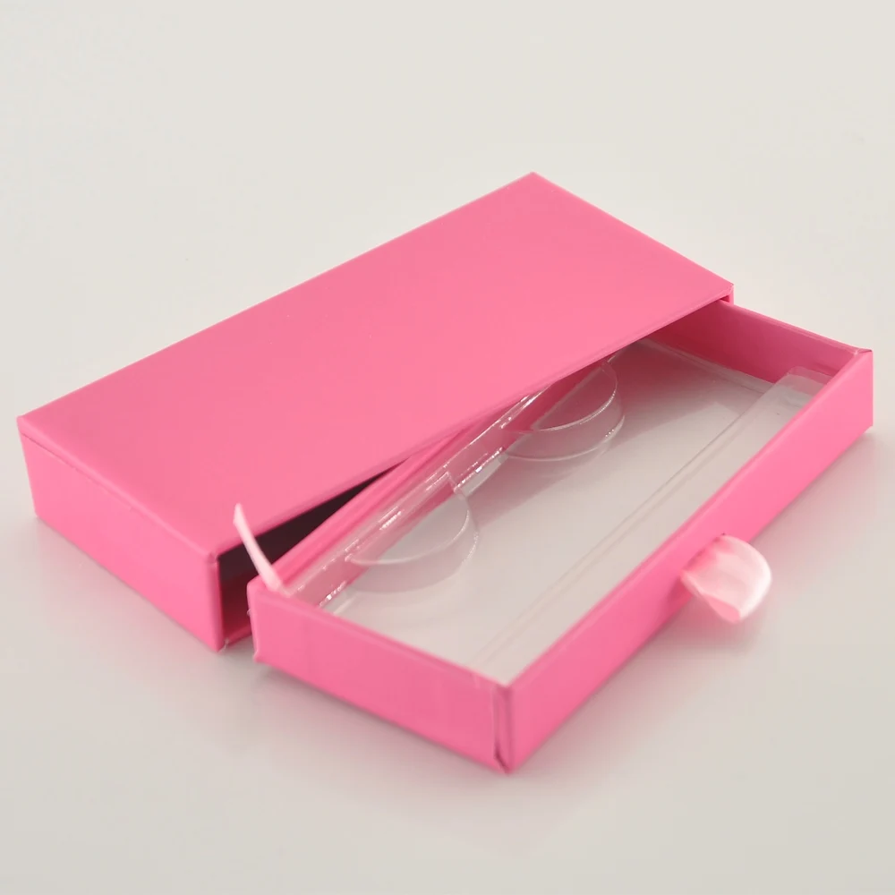 

50/pack Wholesale Lash Boxes Packaging Eyelash Box Package Custom Rectangle Drawe Pink Faux Cils Makeup Storage Case Vendors