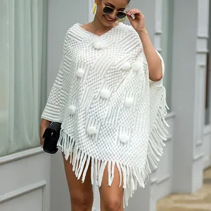 Свитер женский вязаный, с кисточками, мягкий, зимний, свободный, A30823, 2019