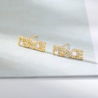 rxsmll zircon peace earrings for women gold sliver color stainless steel earring geometric stud simple girlfriend gift jewelry
