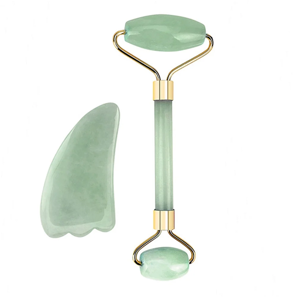 Нефритовый роликовый лицевой массаж с двойными головками камень подтяжка лица
