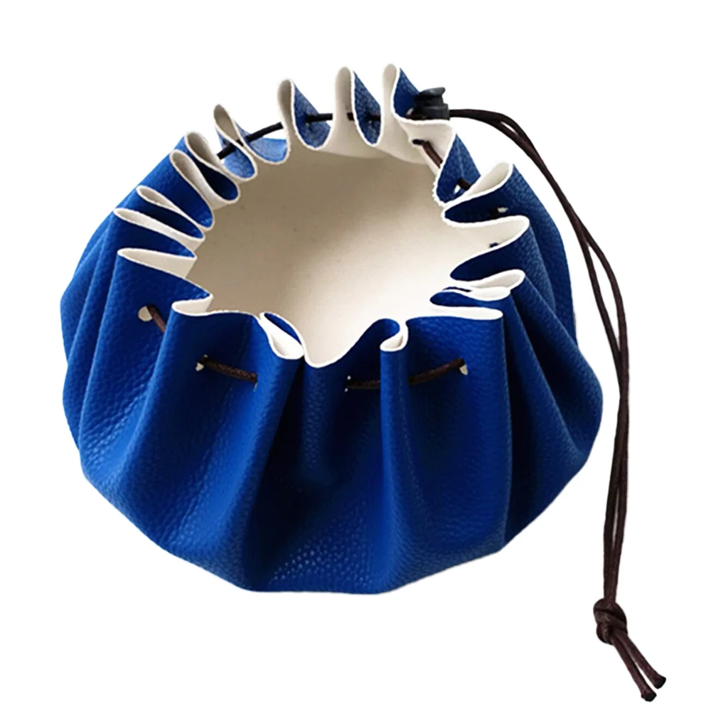 

Portable 15'' Leather Drawstring Tinder Pouch With Cord Lock Bushcraft Survival