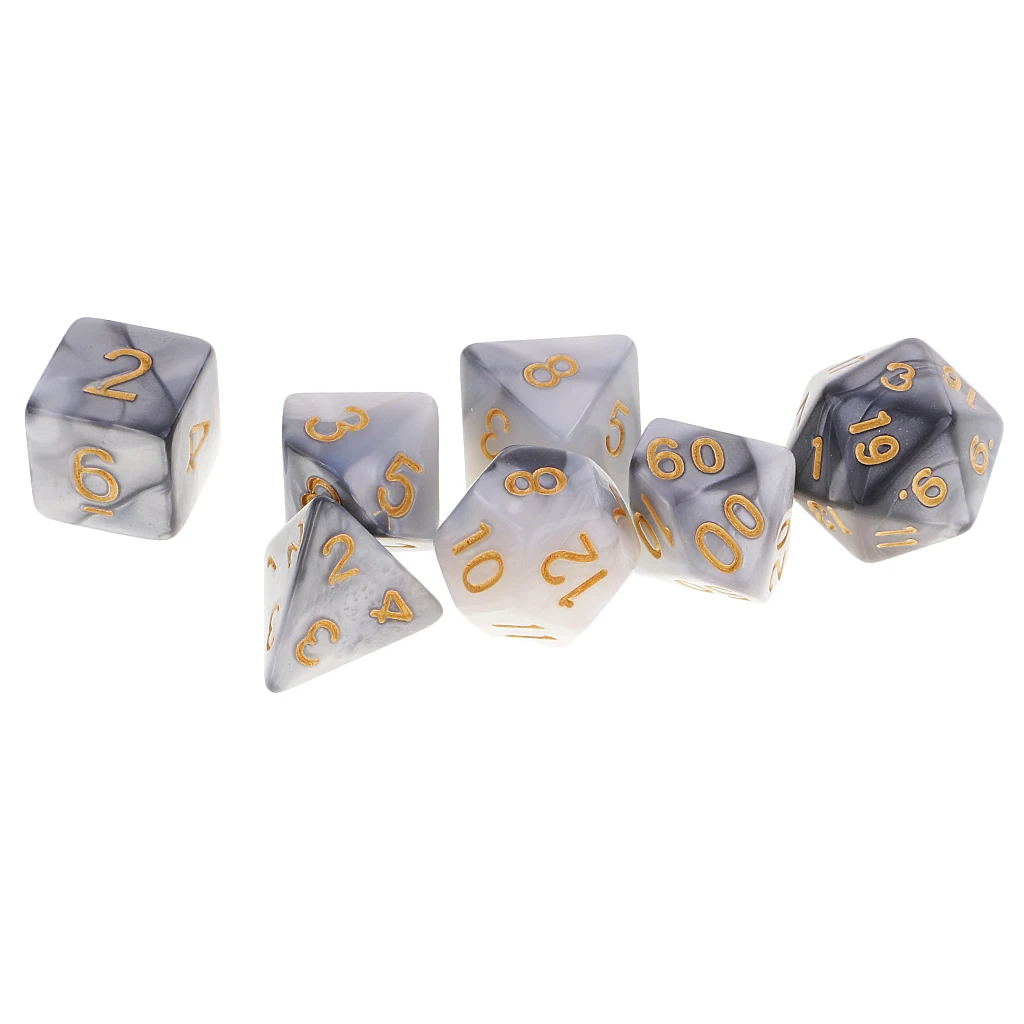 7 шт набор Игральный костей D20 D12 D10 D8 D6 D4 для DND ролевые игры настольные кубик