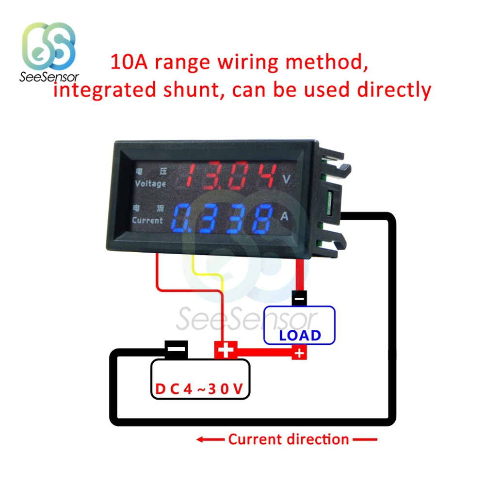 DC 200 в 100 В 10A Мини цифровой вольтметр амперметр ампер вольт напряжение измеритель