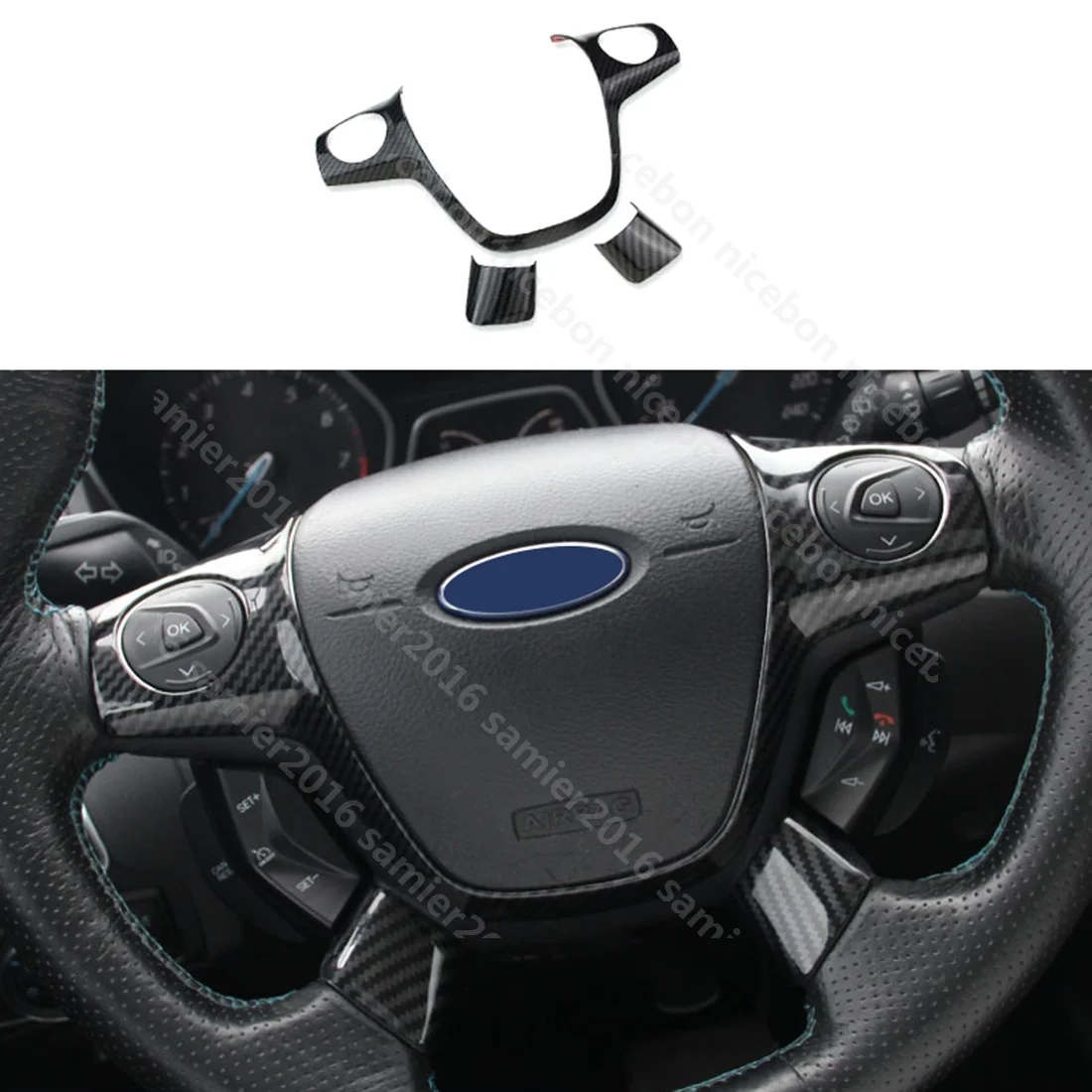 

Оплетка руля из углеродного волокна для Ford Focus Escape Kuga c-max