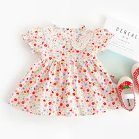 baby girl dress short sleeve floral dress lace collar dress kids girl casual cotton dress children clothes elegant dress