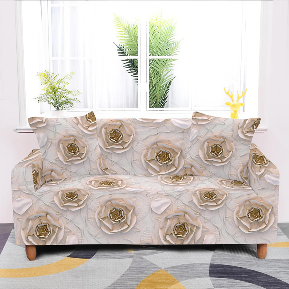 Эластичный чехол для диванов в скандинавском стиле с розами полиэстеровое