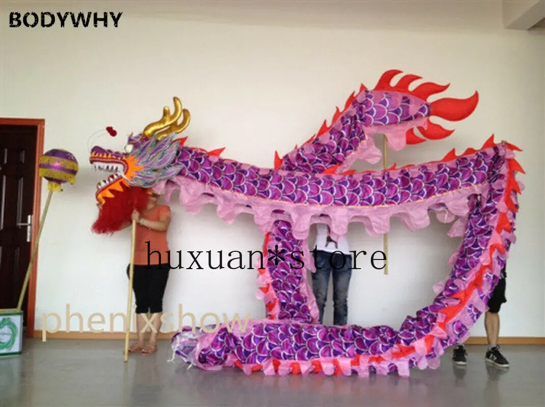 

4M Red Kid Size Chinese Dragon Dance Silk Folk Festival Costume Mascot Chinese Folk Art Celebrate Props