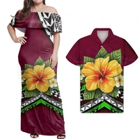 hycool polynesian hawaii flower off shoulder dress dress suits strapless party birthday party midi dresses clothes for women