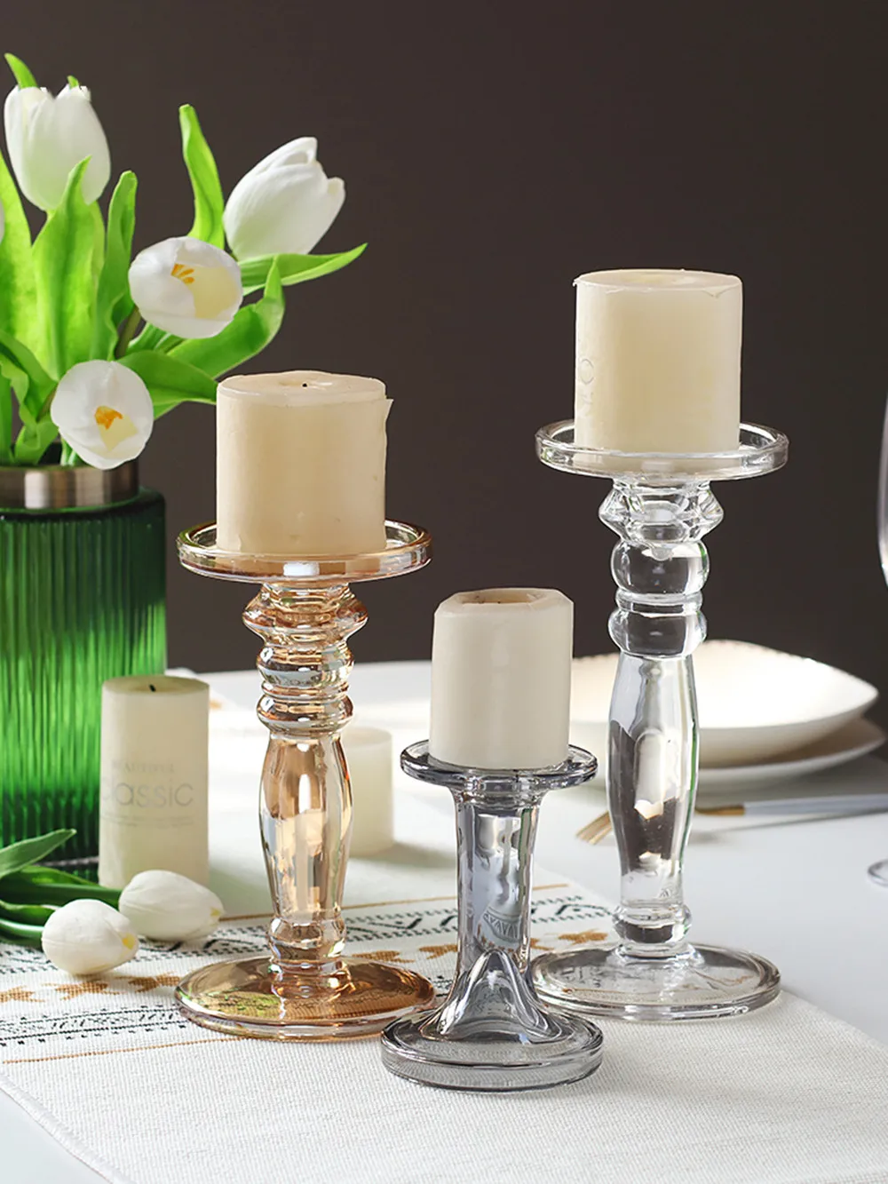 Стекло подсвечник украшения бытовые лампы Ретро Свеча светильник лампа для