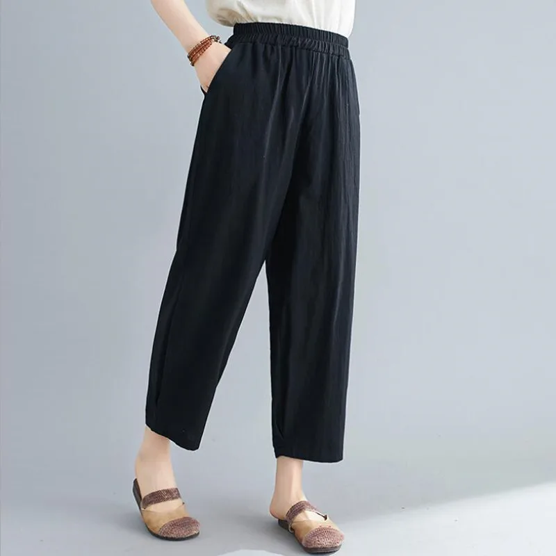 Женские свободные брюки Капри SeYionLer повседневные шаровары с высокой талией
