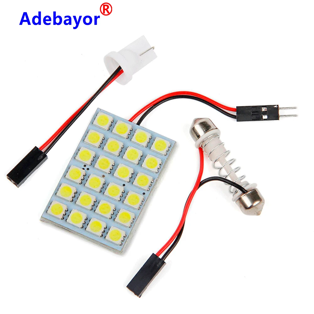 20 шт. 24 SMD 5050 светильник Автомобильная панель лампа для чтения купольная