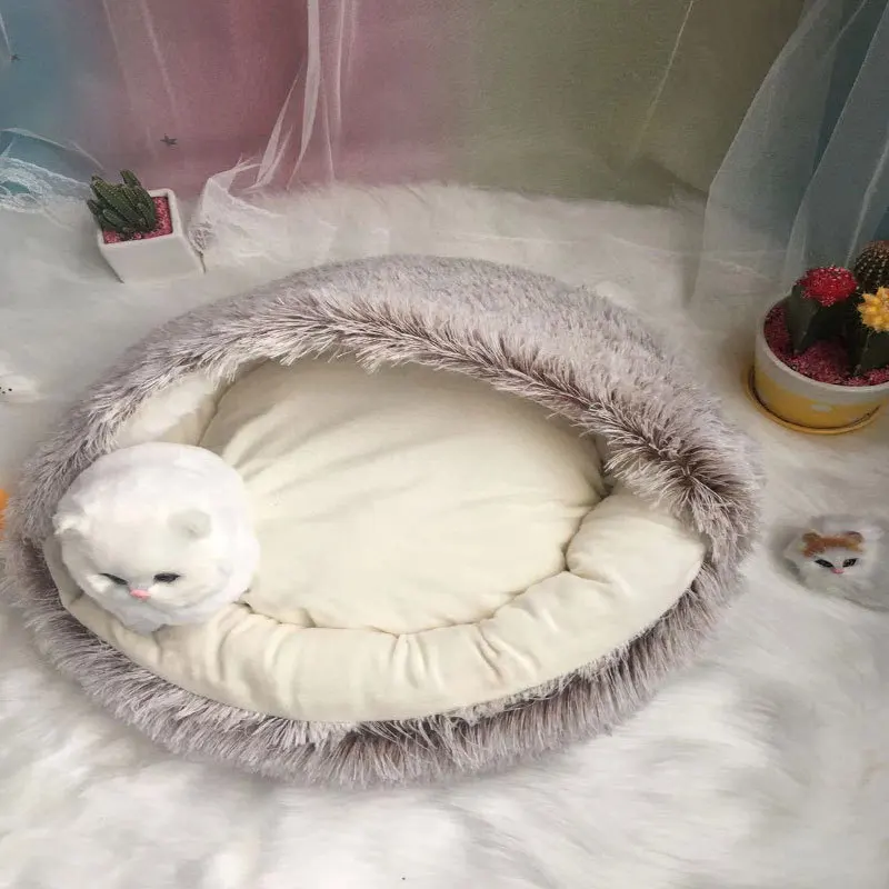 

Новый кота собаки любимчика круглые плюшевые кровать полузакрытый Кот гнездо для глубокого сна Комфорт зимой кошки кровать маленький ковр...