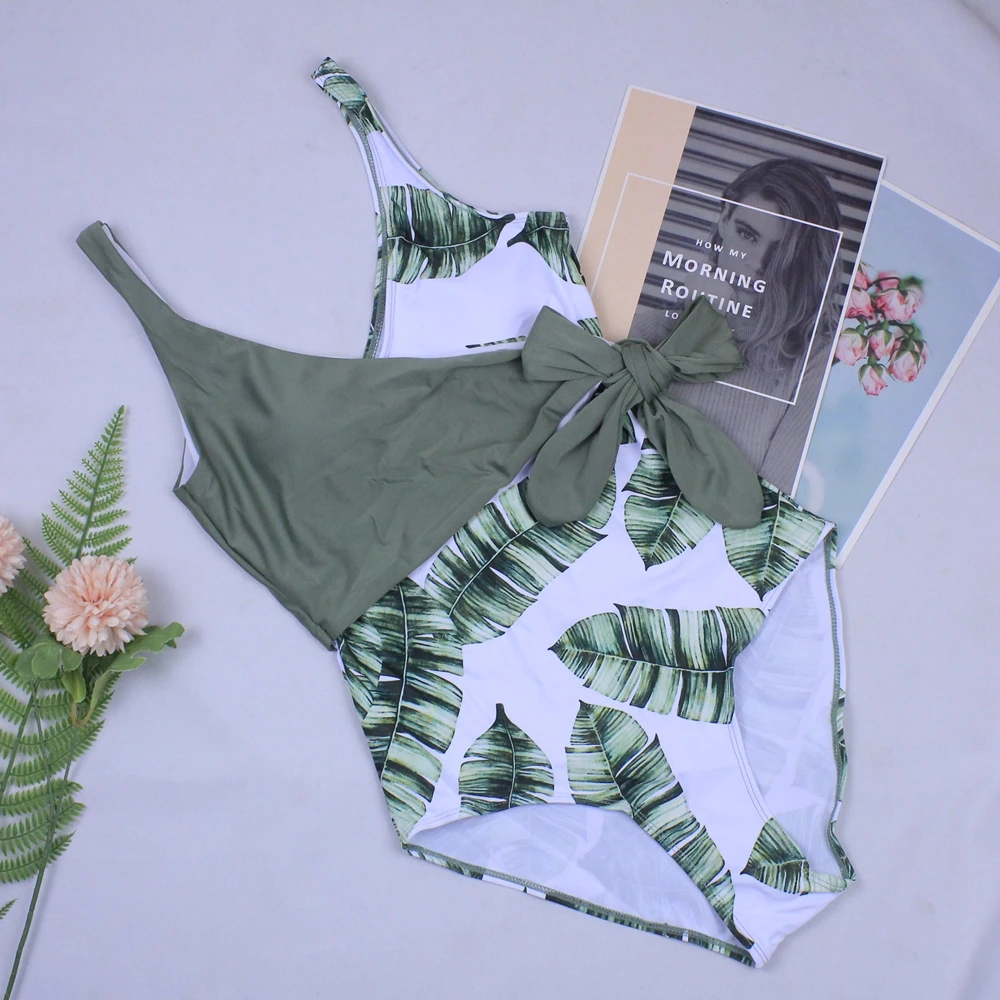 

Push Up Swimwear 2020 Sexy Women Floral Padded One Piece Swimsuits Bandage Black Plus Size Backless Deep V Thong Swimming Suit