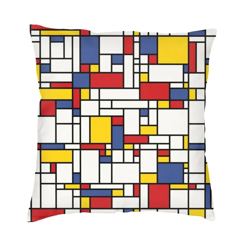 

Роскошная прямоугольная наволочка Piet Mondrian в стиле абстрактного поп-арта 1920-х красного, синего, желтого цветов, Современное украшение для спальни, диванная подушка