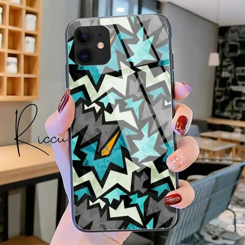 

Yinuoda Fashion doodle Phone Case Tempered Glass For iPhone 11 Pro XR XS MAX 8 X 7 6S 6 Plus SE 2020 12 Pro Max Mini case