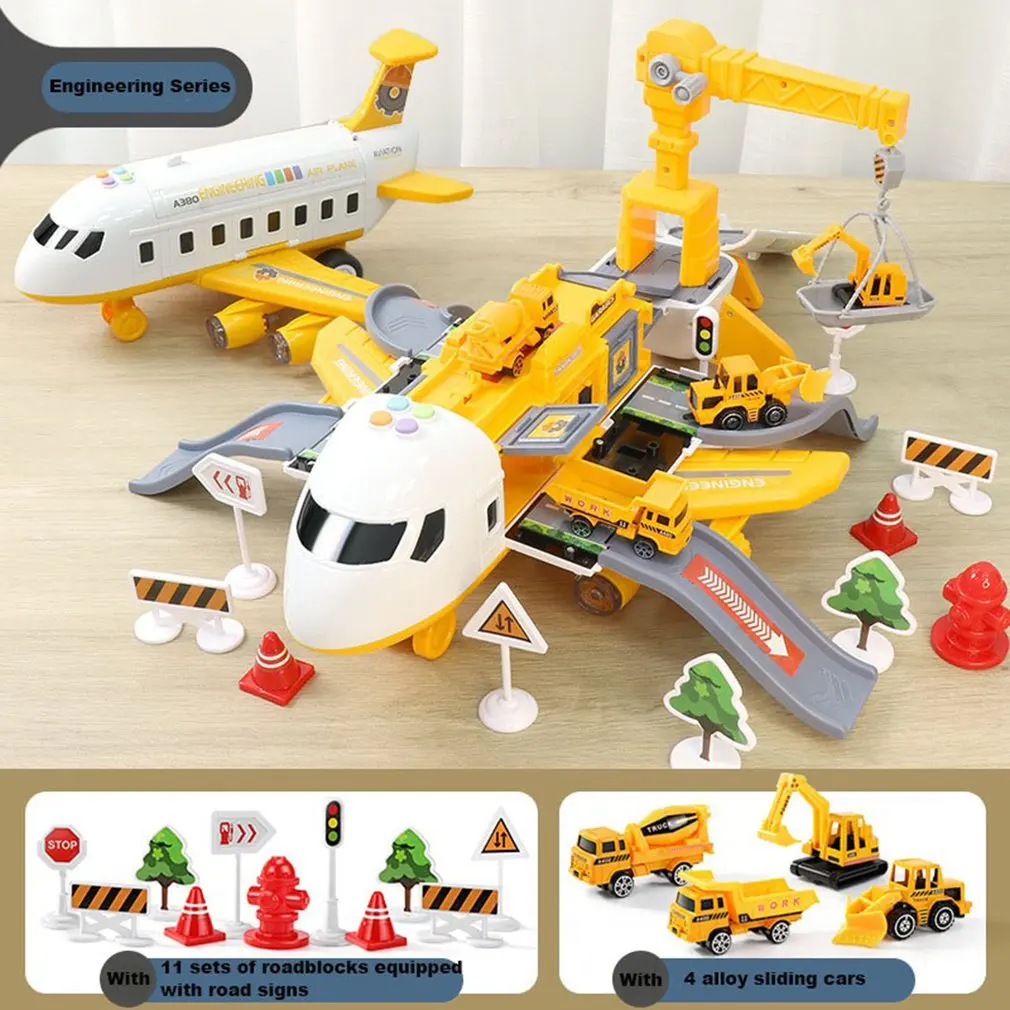 

Music Story Simulation Track Inertia Children's Toy Aircraft Model Cooperate With Alloy Car For Children