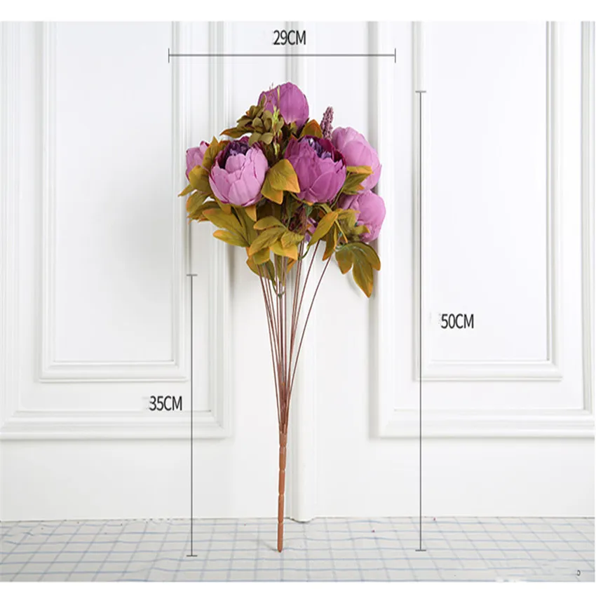 

Hot High Quality Silk Fake flower Multi-use Wedding Party Home Decoration European Fall Vivid Peony Leaf Artificial Flowers