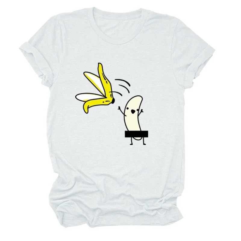 

Fun Banana Man Graphic Print Casual Short-sleeved T-shirt Graphic T Shirts Woman Tshirts